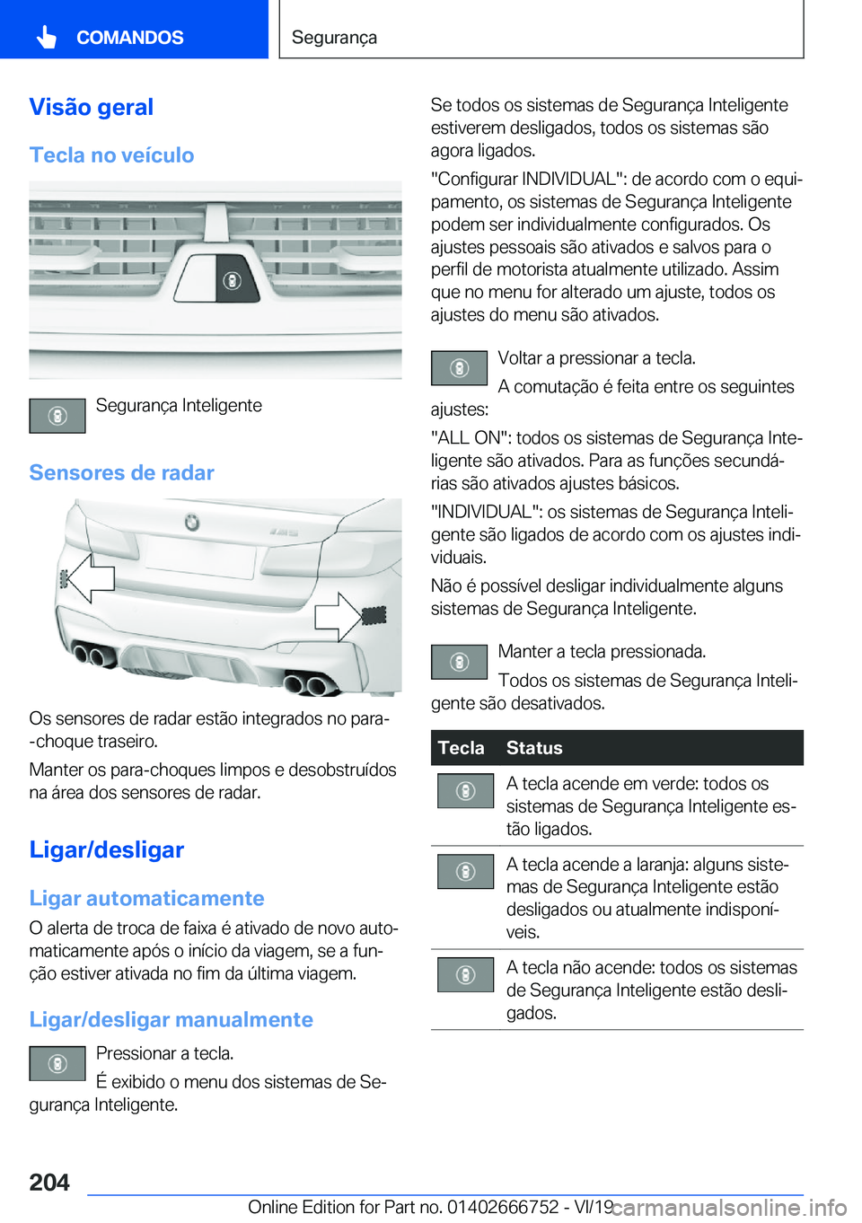 BMW M5 2020  Manual do condutor (in Portuguese) �V�i�s�ã�o��g�e�r�a�l
�T�e�c�l�a��n�o��v�e�