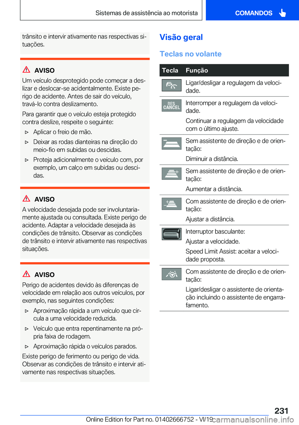 BMW M5 2020  Manual do condutor (in Portuguese) �t�r�â�n�s�i�t�o��e��i�n�t�e�r�v�i�r��a�t�i�v�a�m�e�n�t�e��n�a�s��r�e�s�p�e�c�t�i�v�a�s��s�iª
�t�u�a�