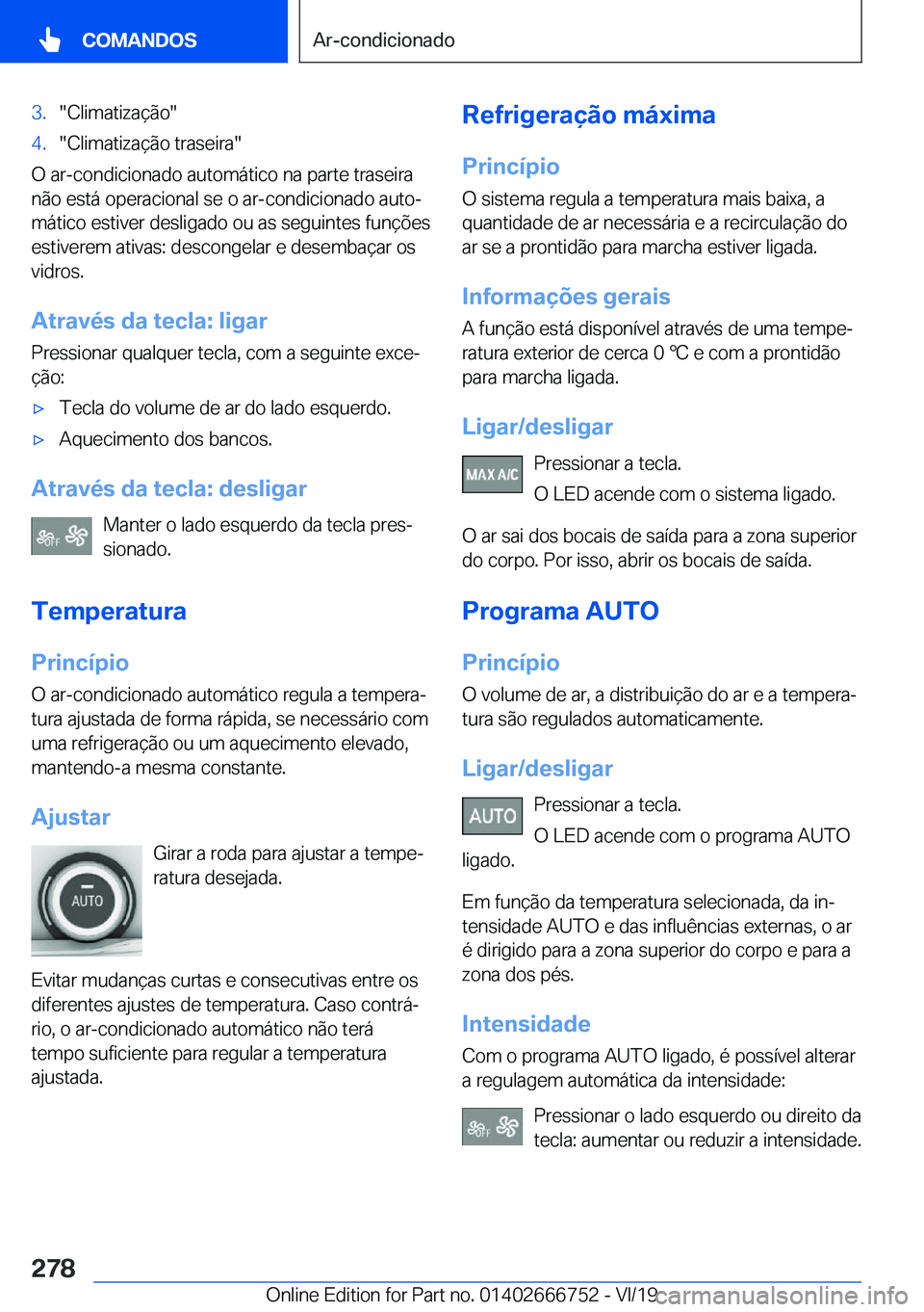 BMW M5 2020  Manual do condutor (in Portuguese) �3�.��C�l�i�m�a�t�i�z�a�