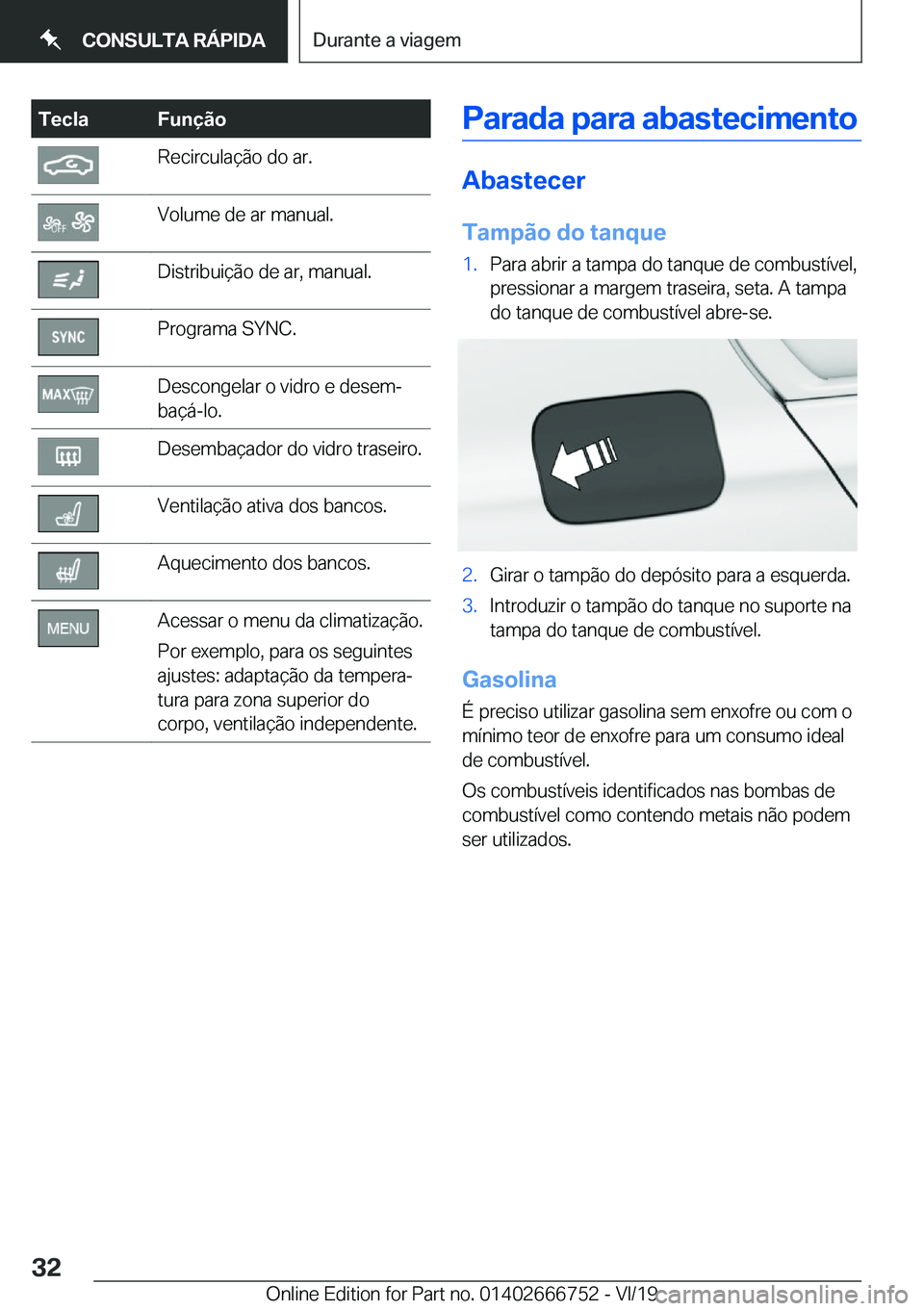 BMW M5 2020  Manual do condutor (in Portuguese) �T�e�c�l�a�F�u�n�