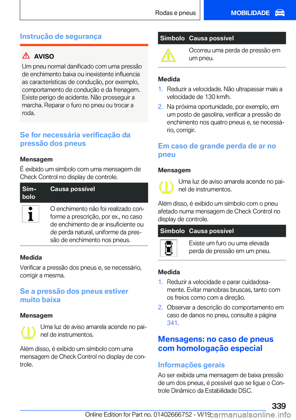 BMW M5 2020  Manual do condutor (in Portuguese) �I�n�s�t�r�u�