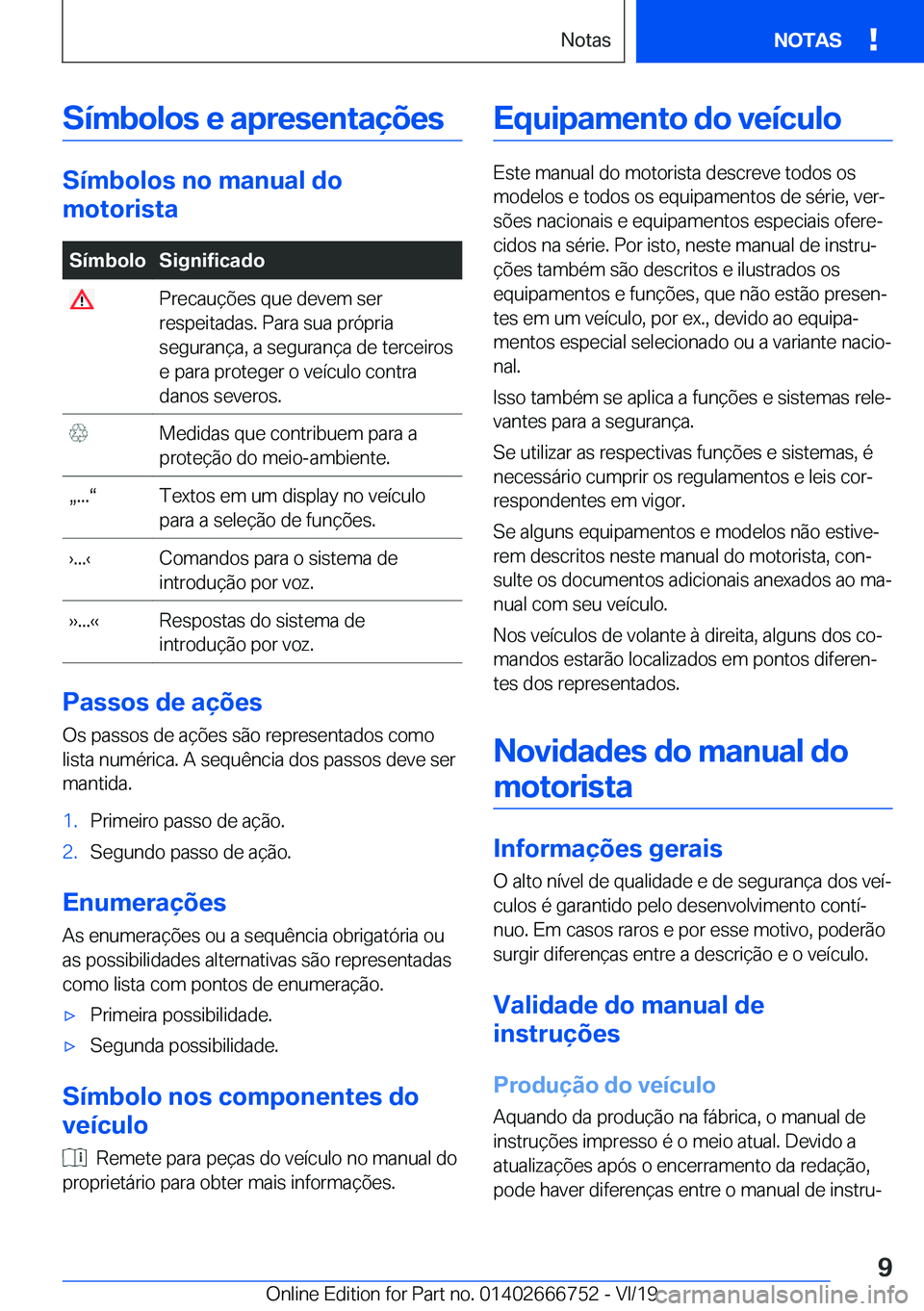 BMW M5 2020  Manual do condutor (in Portuguese) �S�