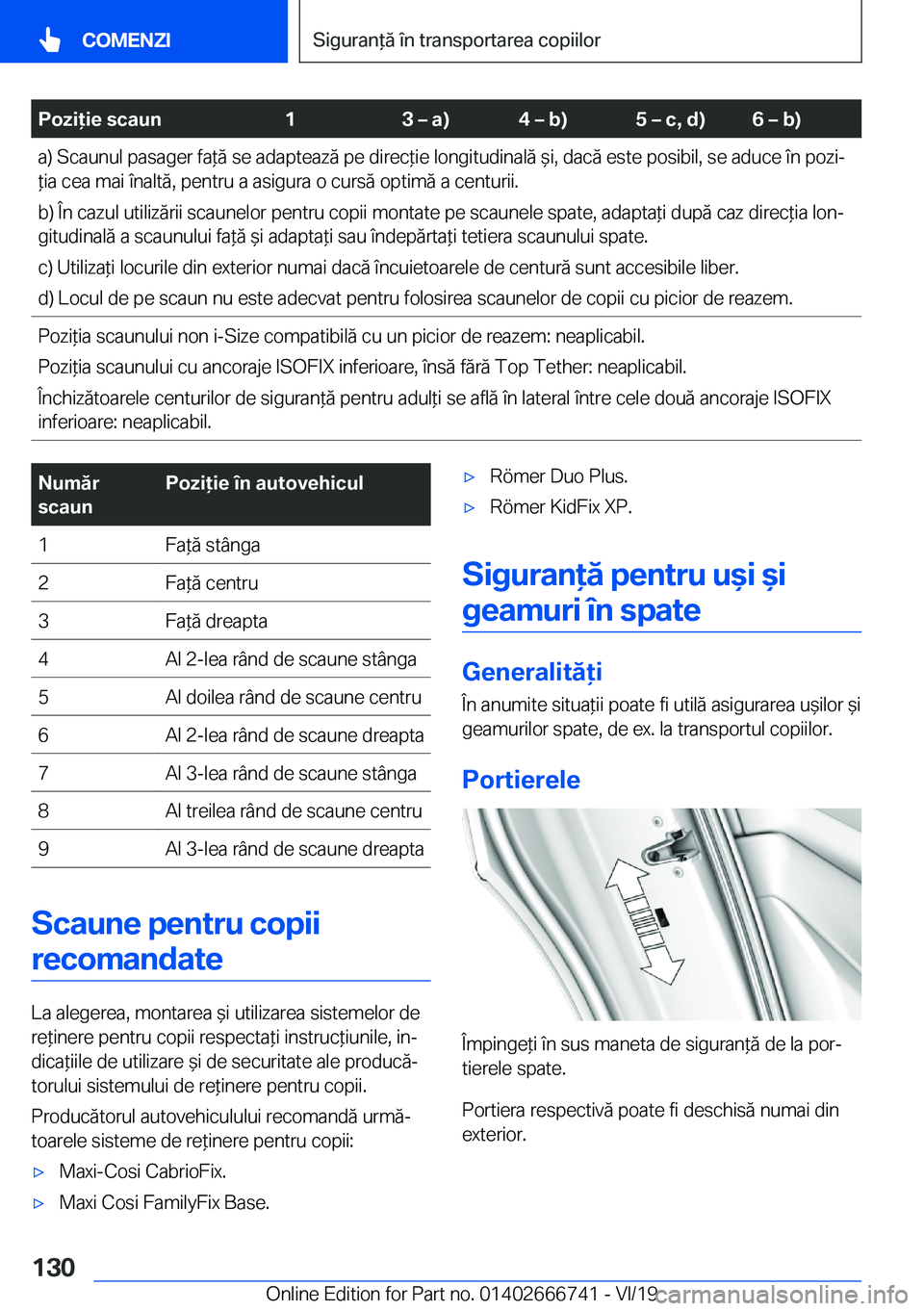 BMW M5 2020  Ghiduri De Utilizare (in Romanian) �P�o�z�i�i�e��s�c�a�u�n�1�3�m��a�)�4�m��b�)�5�m��c�,��d�)�6�m��b�)�a�)��S�c�a�u�n�u�l��p�a�s�a�g�e�r��f�a*�