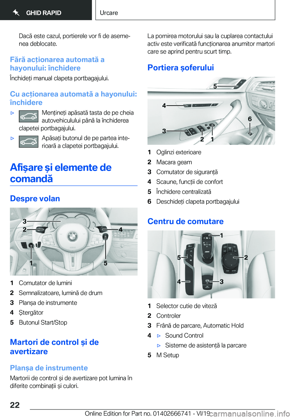 BMW M5 2020  Ghiduri De Utilizare (in Romanian) �D�a�c�