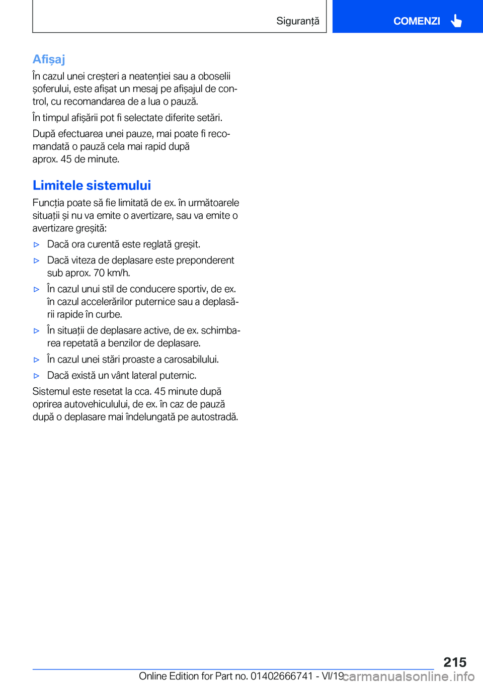BMW M5 2020  Ghiduri De Utilizare (in Romanian) �A�f�i&�a�j�