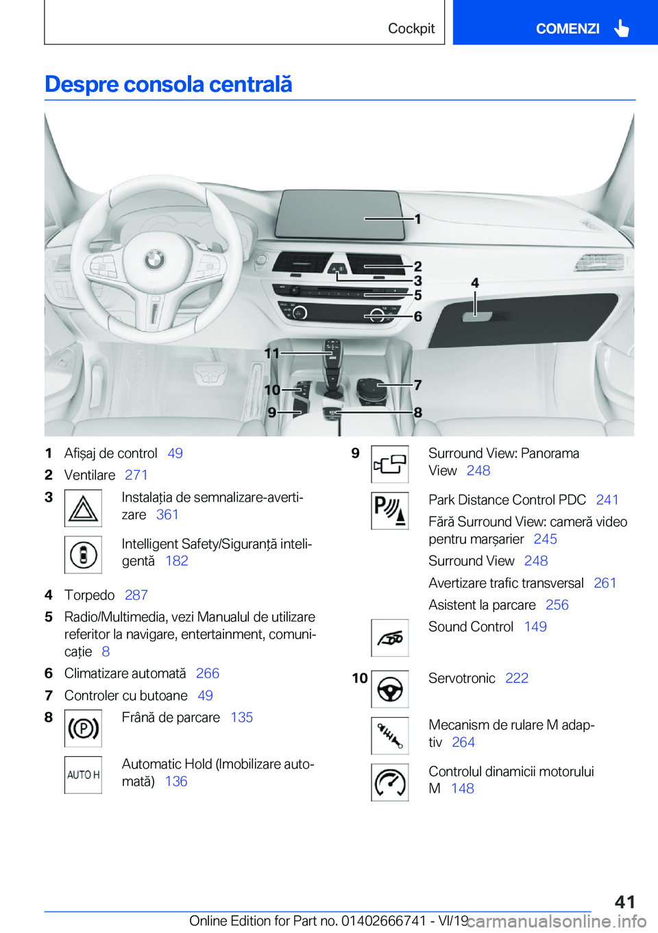 BMW M5 2020  Ghiduri De Utilizare (in Romanian) �D�e�s�p�r�e��c�o�n�s�o�l�a��c�e�n�t�r�a�l�