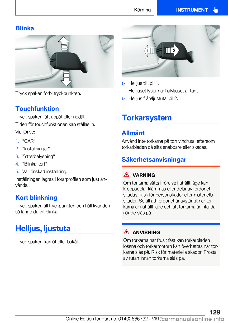 BMW M5 2020  InstruktionsbÖcker (in Swedish) �B�l�i�n�k�a
�T�r�y�c�k��s�p�a�k�e�n��f�