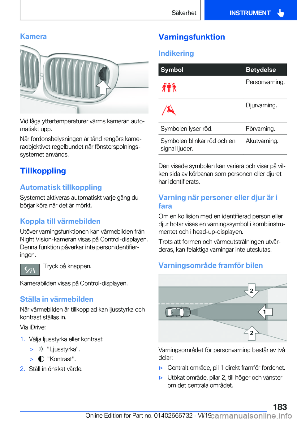 BMW M5 2020  InstruktionsbÖcker (in Swedish) �K�a�m�e�r�a
�V�i�d��l�å�g�a��y�t�t�e�r�t�e�m�p�e�r�a�t�u�r�e�r��v�ä�r�m�s��k�a�m�e�r�a�n��a�u�t�oj
�m�a�t�i�s�k�t��u�p�p�.
�N�ä�r��f�o�r�d�o�n�s�b�e�l�y�s�n�i�n�g�e�n��ä�r��t�ä�n�d��r