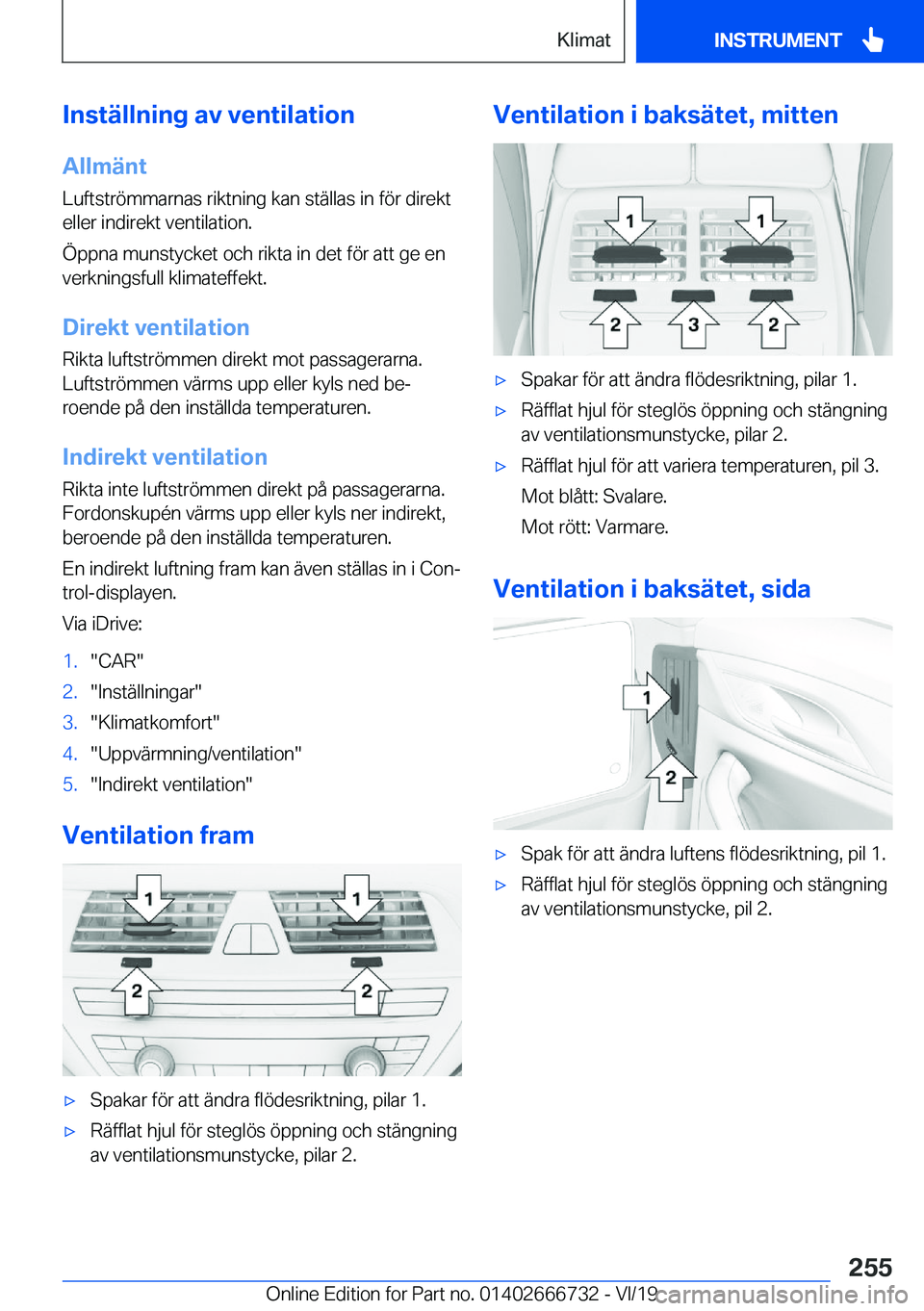 BMW M5 2020  InstruktionsbÖcker (in Swedish) �I�n�s�t�ä�l�l�n�i�n�g��a�v��v�e�n�t�i�l�a�t�i�o�n
�A�l�l�m�ä�n�t �L�u�f�t�s�t�r�