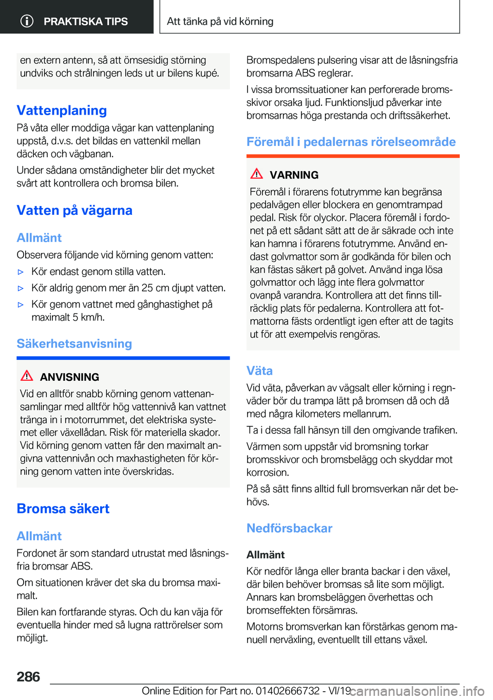 BMW M5 2020  InstruktionsbÖcker (in Swedish) �e�n��e�x�t�e�r�n��a�n�t�e�n�n�,��s�å��a�t�t��
