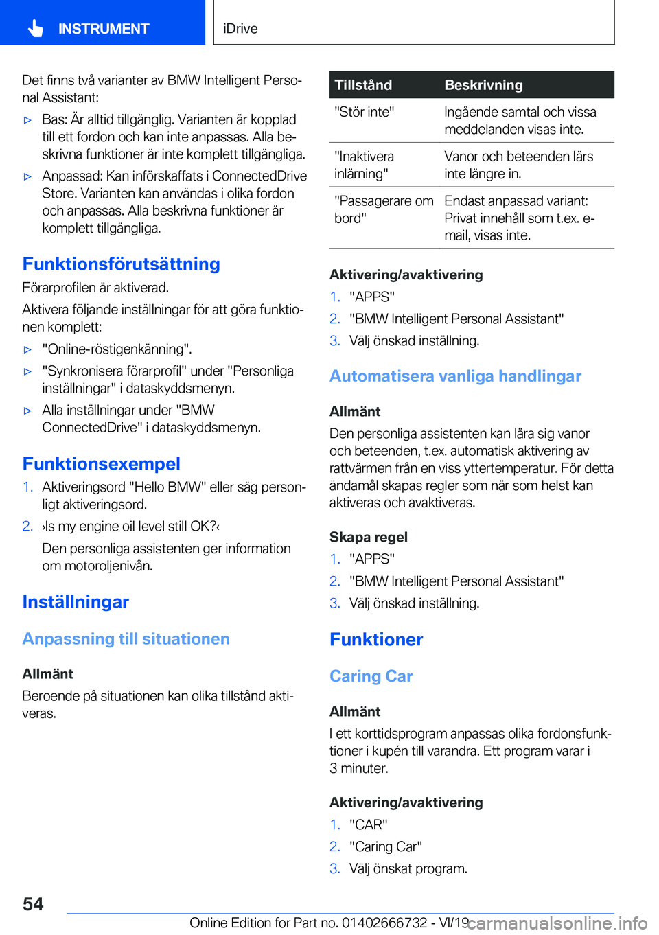 BMW M5 2020  InstruktionsbÖcker (in Swedish) �D�e�t��f�i�n�n�s��t�v�å��v�a�r�i�a�n�t�e�r��a�v��B�M�W��I�n�t�e�l�l�i�g�e�n�t��P�e�r�s�oj
�n�a�l��A�s�s�i�s�t�a�n�t�:'x�B�a�s�:��Ä�r��a�l�l�t�i�d��t�i�l�l�g�ä�n�g�l�i�g�.��V�a�r�i