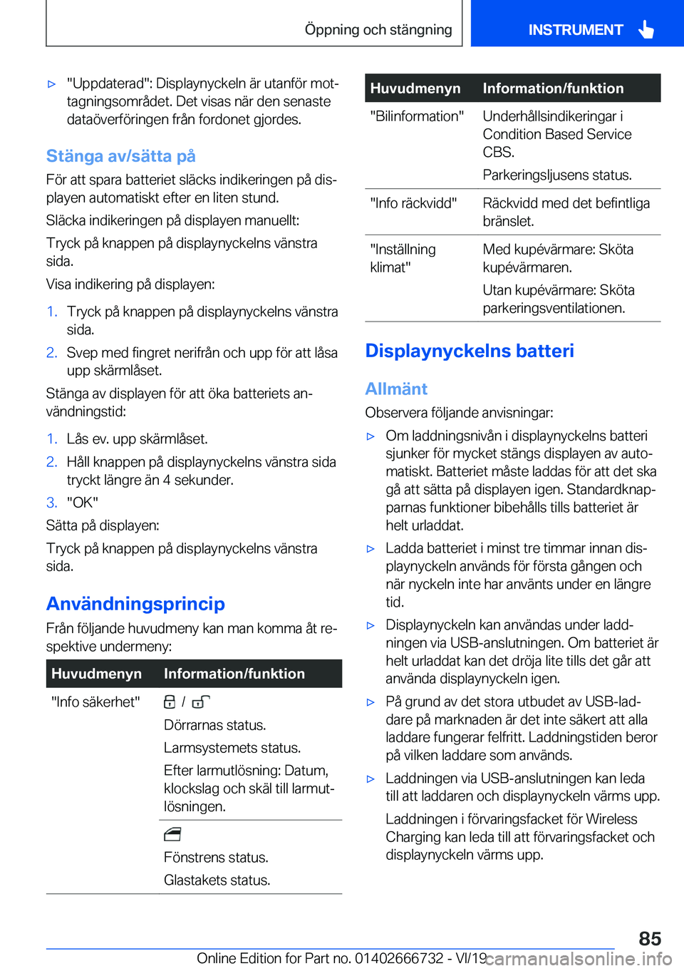 BMW M5 2020  InstruktionsbÖcker (in Swedish) 'x��U�p�p�d�a�t�e�r�a�d��:��D�i�s�p�l�a�y�n�y�c�k�e�l�n��ä�r��u�t�a�n�f�