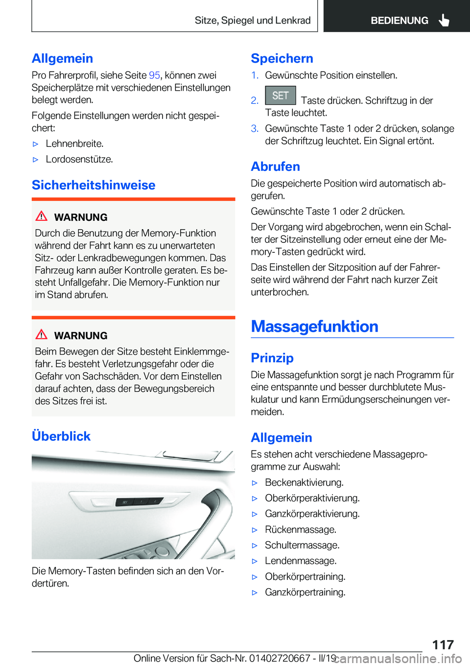 BMW M5 2019  Betriebsanleitungen (in German) �A�l�l�g�e�m�e�i�n
�P�r�o��F�a�h�r�e�r�p�r�o�f�i�l�,��s�i�e�h�e��S�e�i�t�e� �9�5�,��k�
