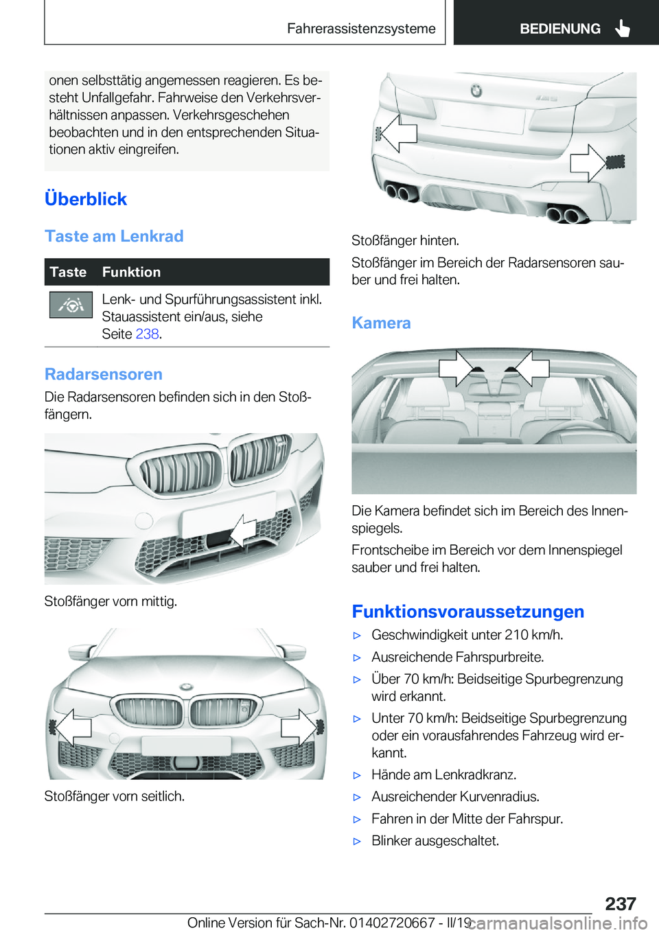 BMW M5 2019  Betriebsanleitungen (in German) �o�n�e�n��s�e�l�b�s�t�t�