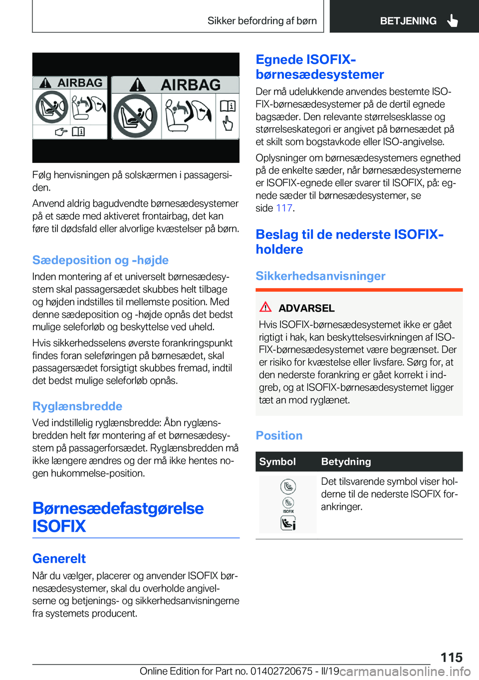 BMW M5 2019  InstruktionsbØger (in Danish) �F�