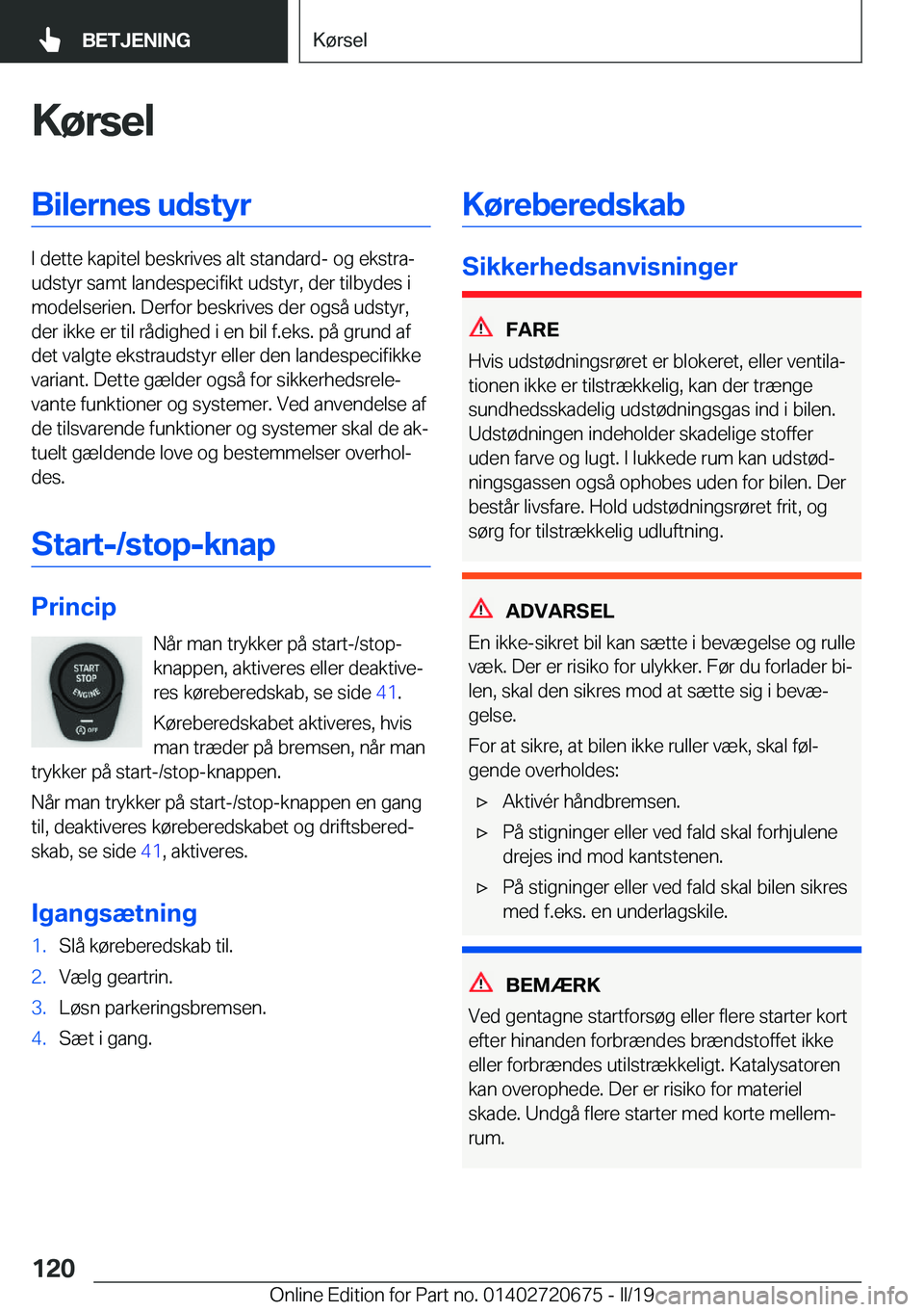 BMW M5 2019  InstruktionsbØger (in Danish) �K�