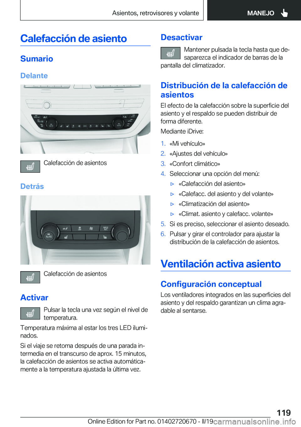 BMW M5 2019  Manuales de Empleo (in Spanish) �C�a�l�e�f�a�c�c�i�