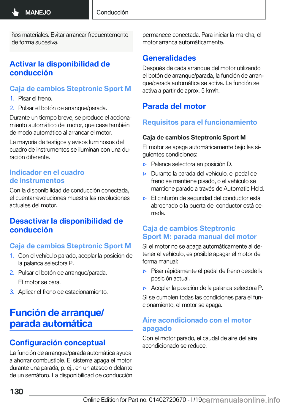 BMW M5 2019  Manuales de Empleo (in Spanish) �