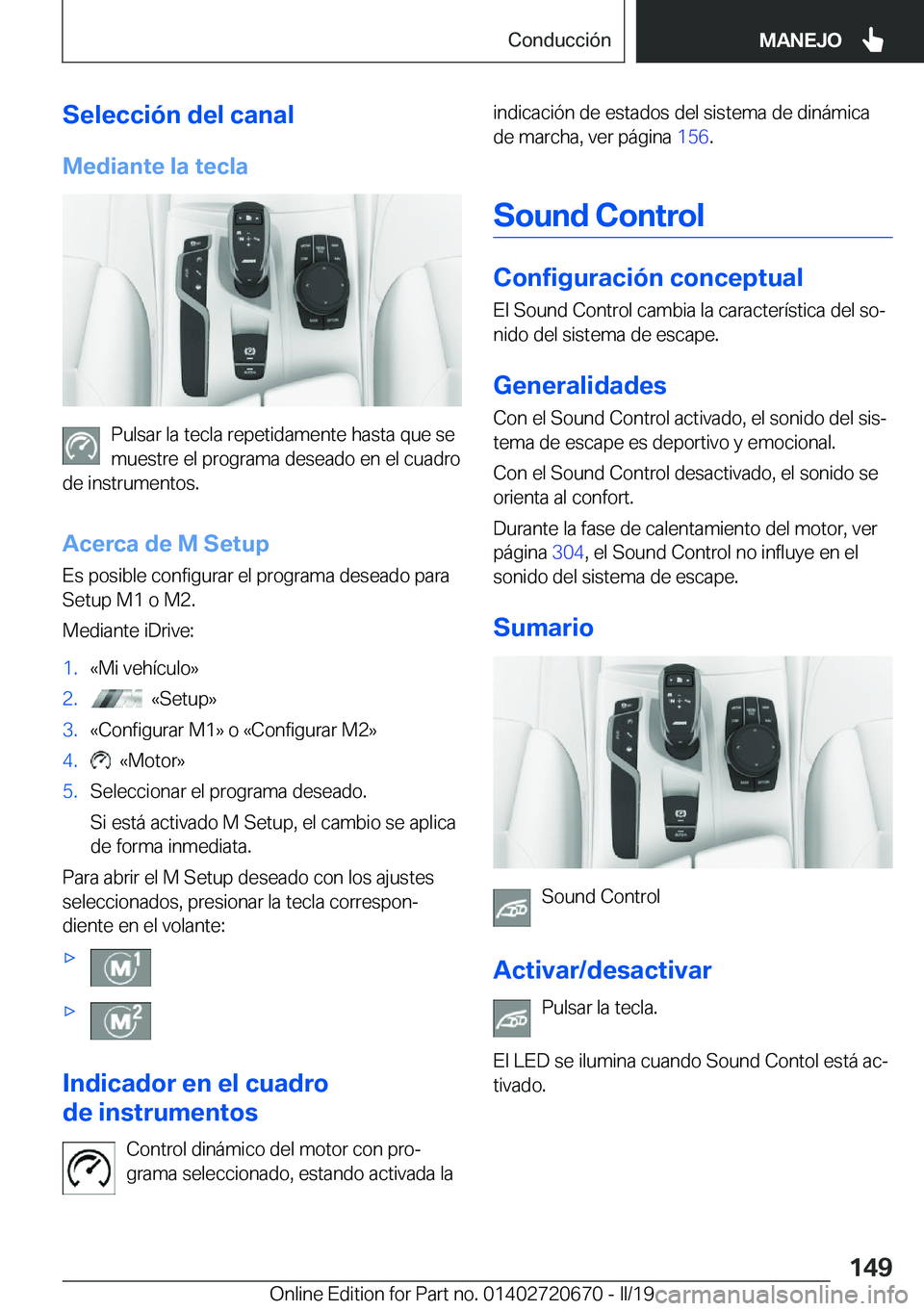 BMW M5 2019  Manuales de Empleo (in Spanish) �S�e�l�e�c�c�i�