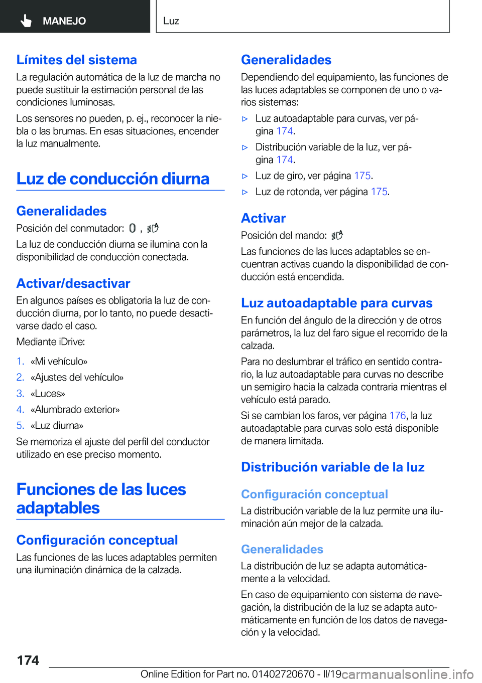 BMW M5 2019  Manuales de Empleo (in Spanish) �L�