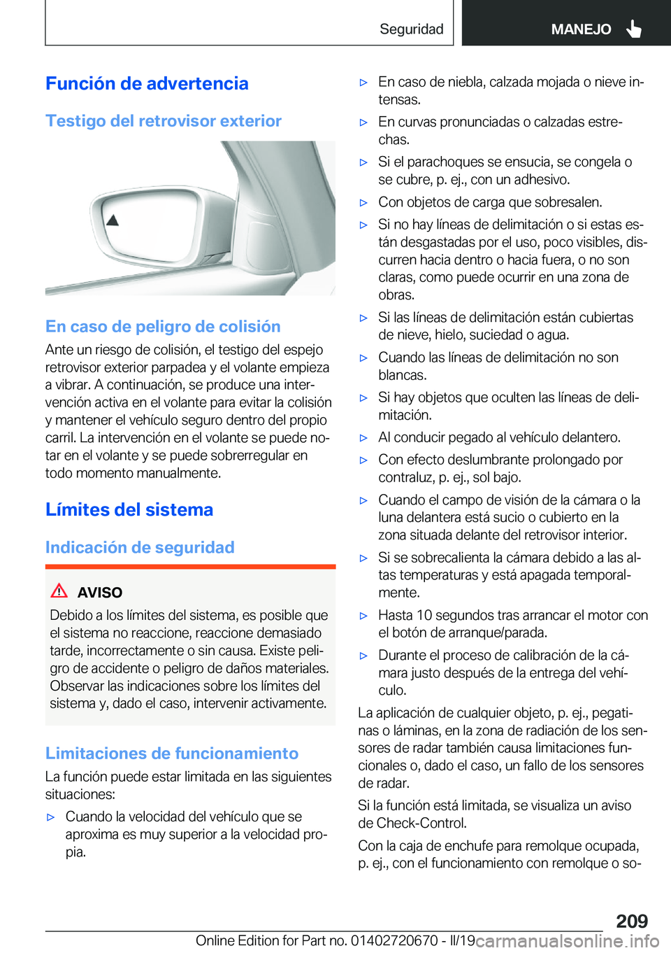 BMW M5 2019  Manuales de Empleo (in Spanish) �F�u�n�c�i�