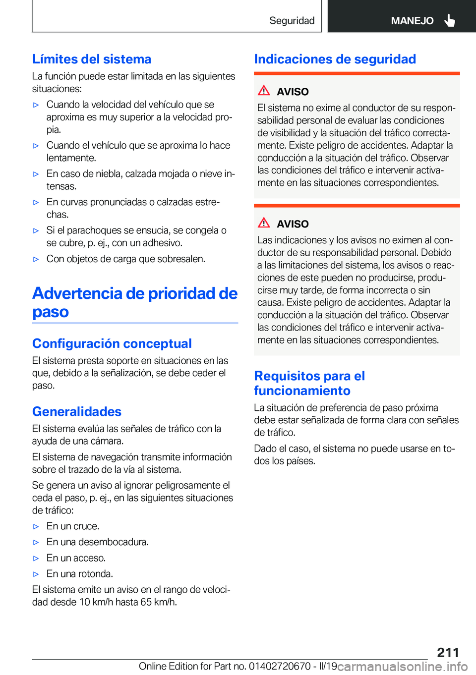 BMW M5 2019  Manuales de Empleo (in Spanish) �L�