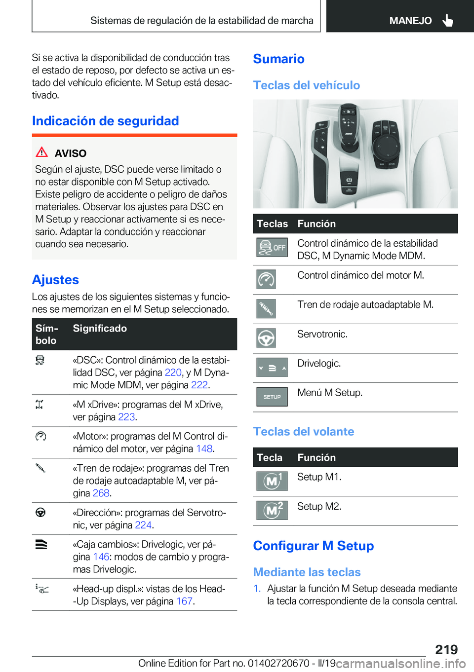 BMW M5 2019  Manuales de Empleo (in Spanish) �S�i��s�e��a�c�t�i�v�a��l�a��d�i�s�p�o�n�i�b�i�l�i�d�a�d��d�e��c�o�n�d�u�c�c�i�