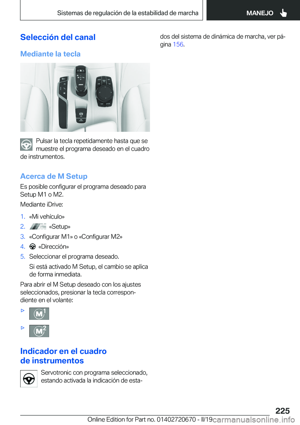 BMW M5 2019  Manuales de Empleo (in Spanish) �S�e�l�e�c�c�i�