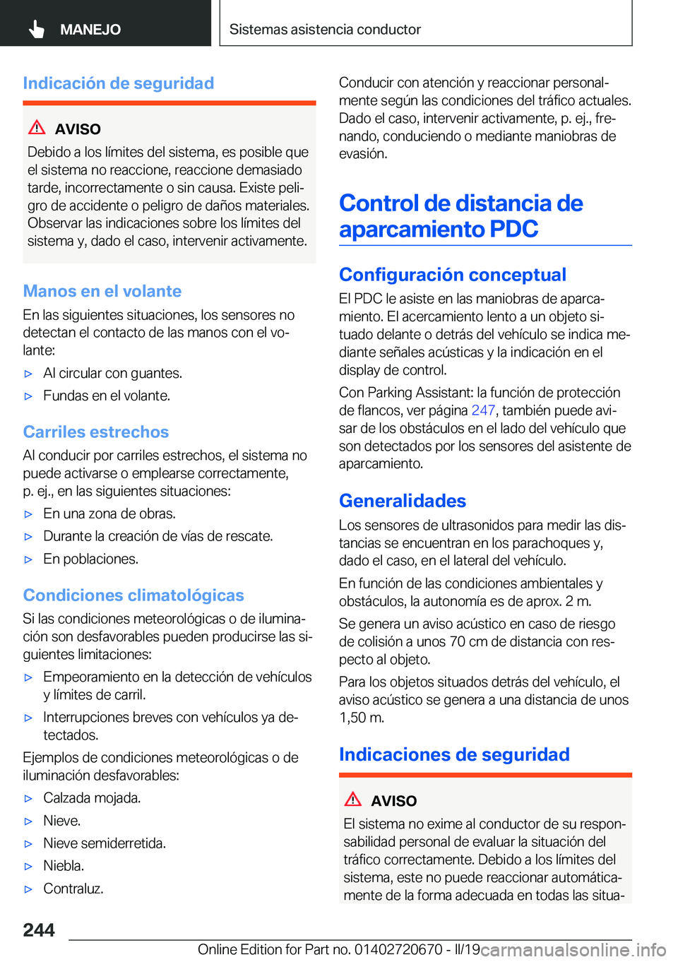 BMW M5 2019  Manuales de Empleo (in Spanish) �I�n�d�i�c�a�c�i�