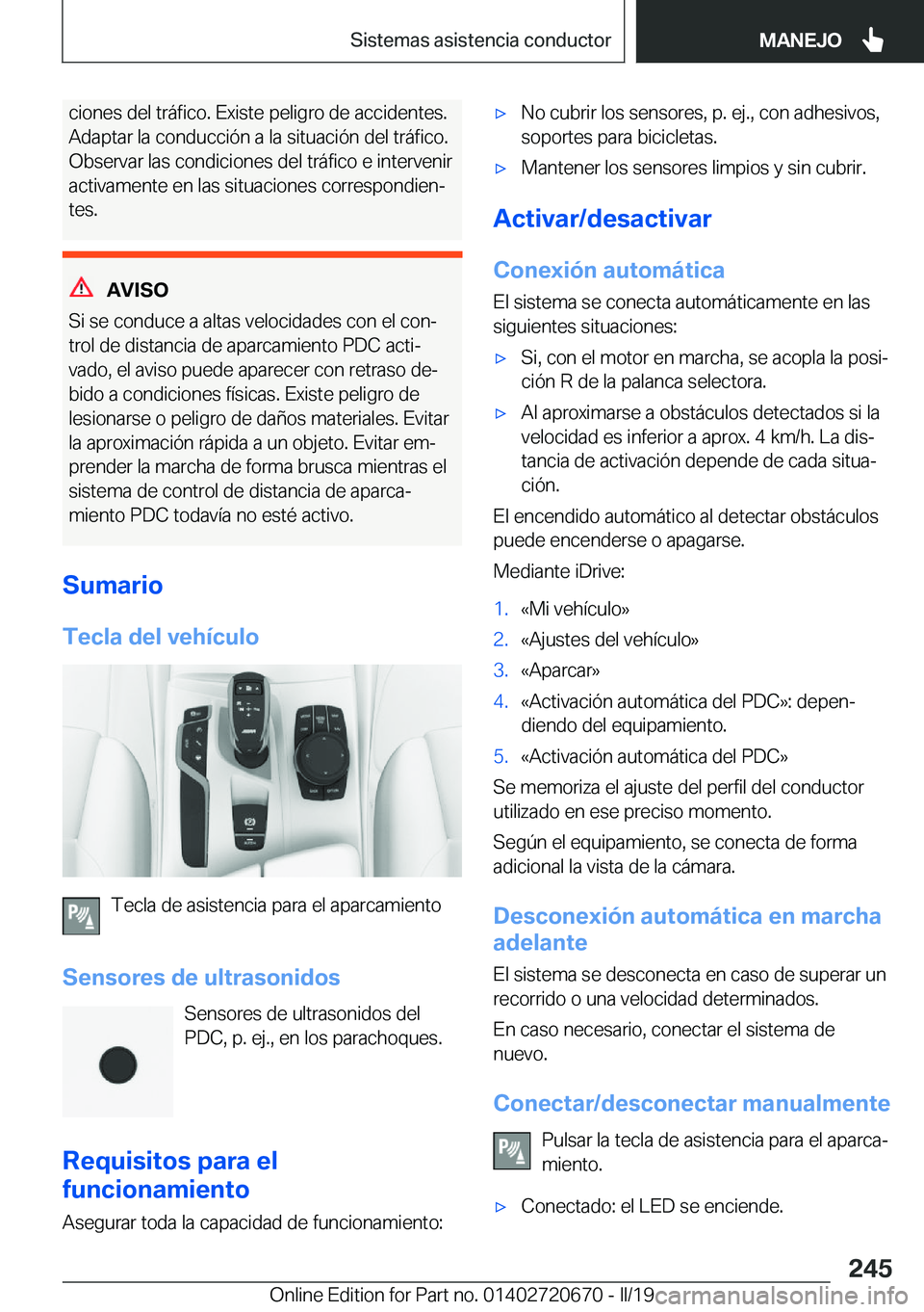 BMW M5 2019  Manuales de Empleo (in Spanish) �c�i�o�n�e�s��d�e�l��t�r�
