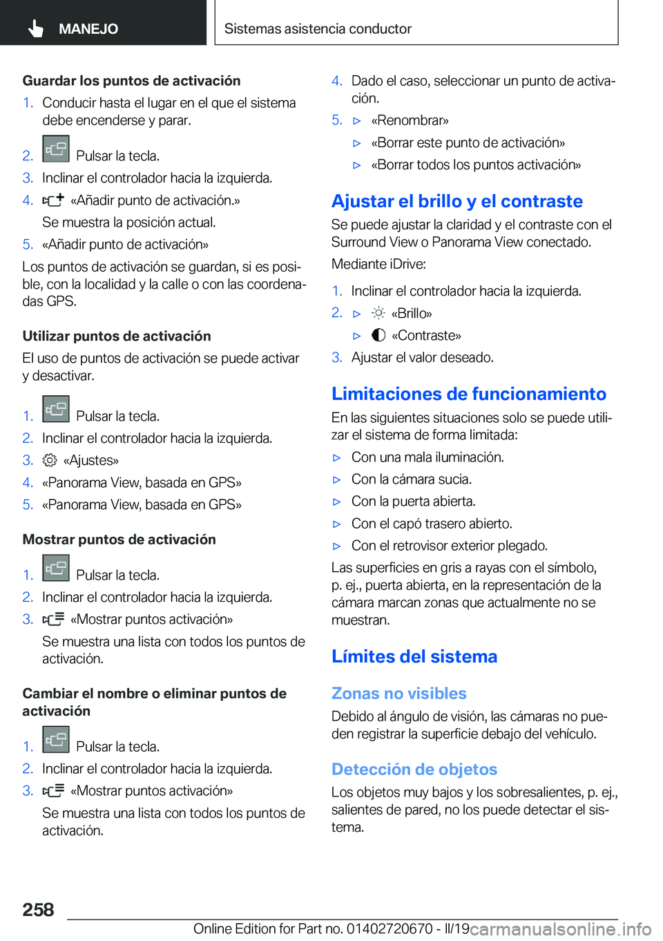 BMW M5 2019  Manuales de Empleo (in Spanish) �G�u�a�r�d�a�r��l�o�s��p�u�n�t�o�s��d�e��a�c�t�i�v�a�c�i�