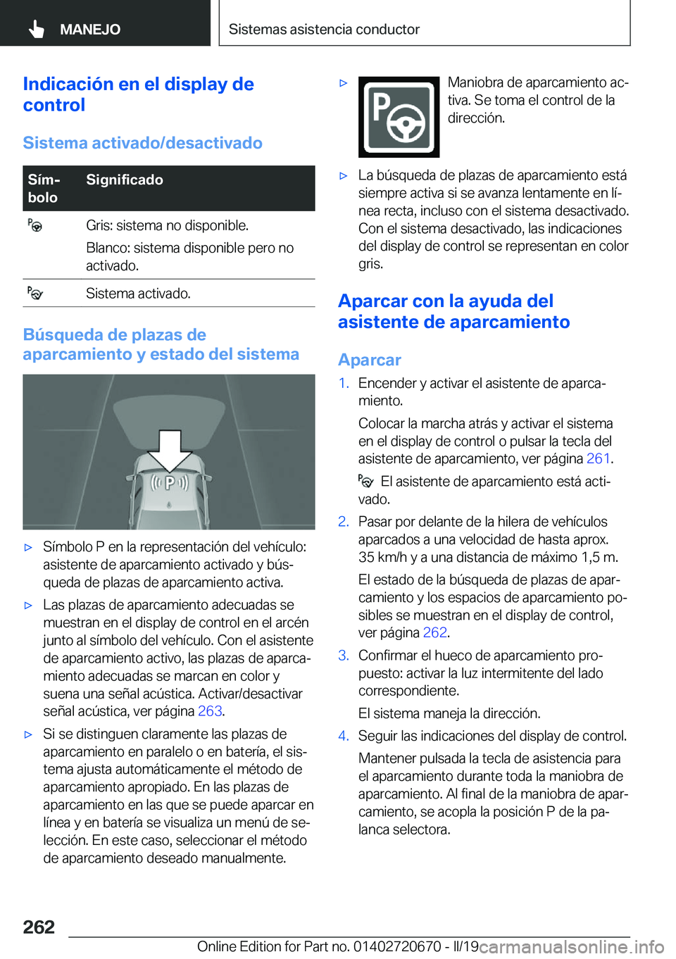 BMW M5 2019  Manuales de Empleo (in Spanish) �I�n�d�i�c�a�c�i�