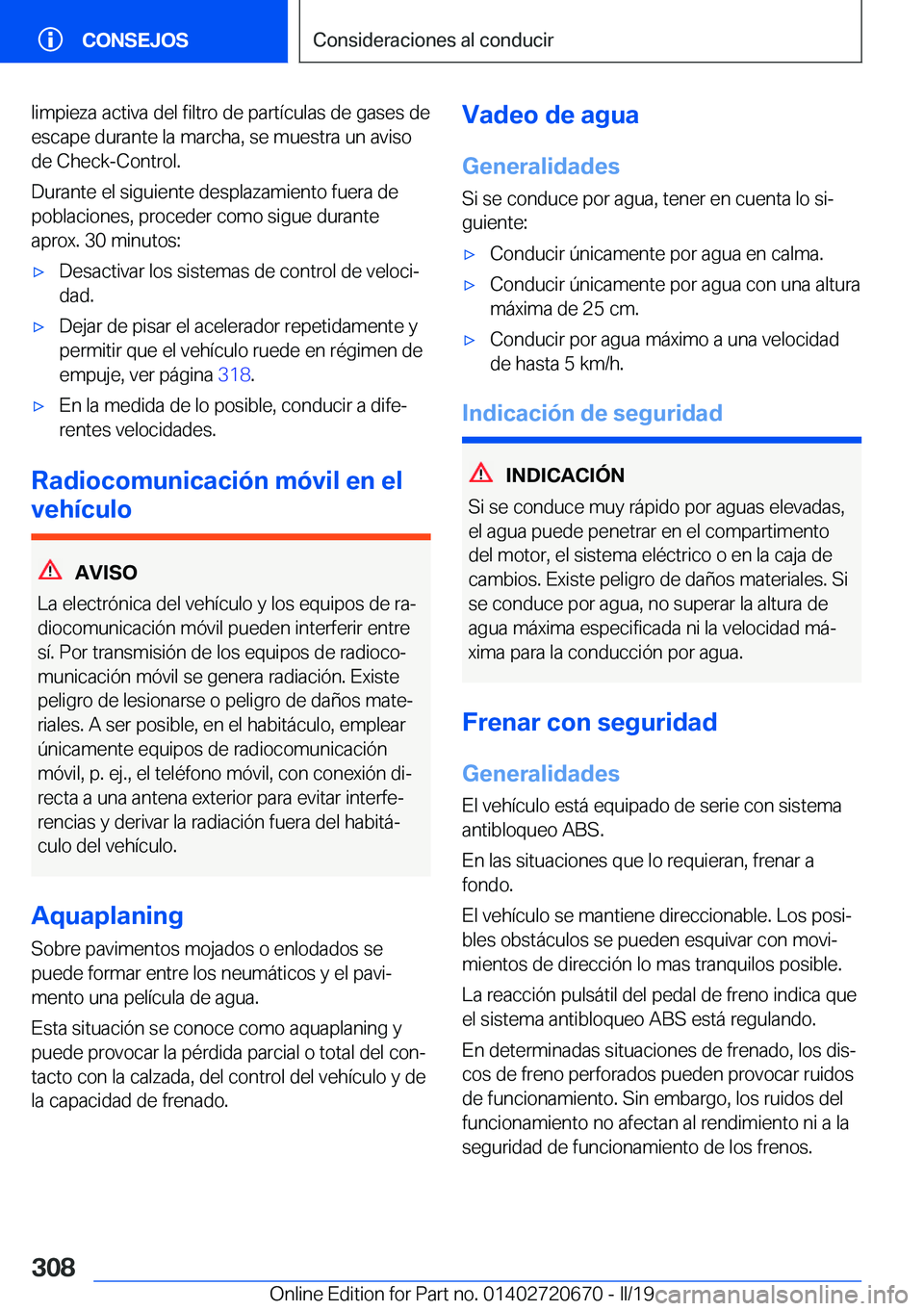 BMW M5 2019  Manuales de Empleo (in Spanish) �l�i�m�p�i�e�z�a��a�c�t�i�v�a��d�e�l��f�i�l�t�r�o��d�e��p�a�r�t�