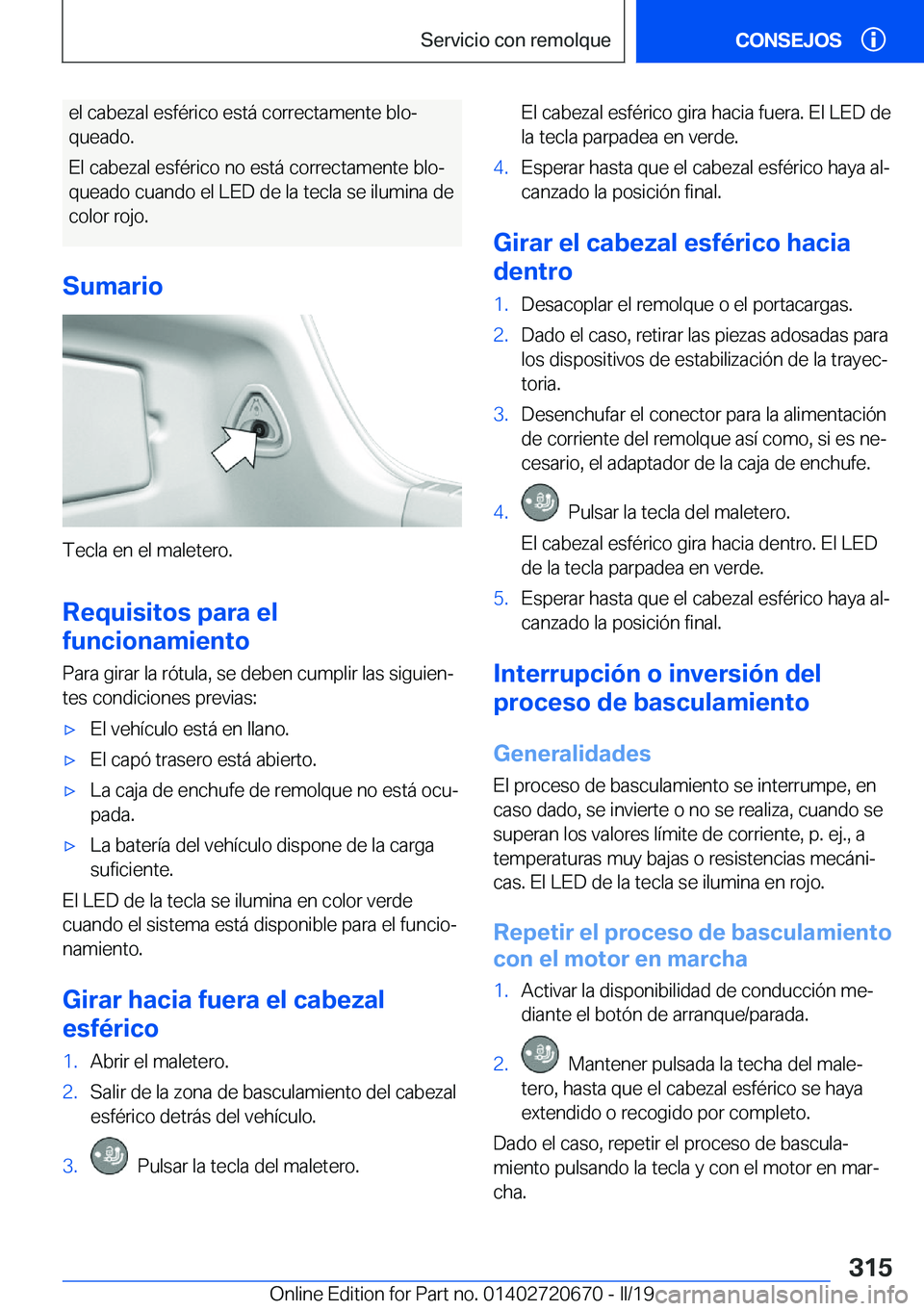 BMW M5 2019  Manuales de Empleo (in Spanish) �e�l��c�a�b�e�z�a�l��e�s�f�