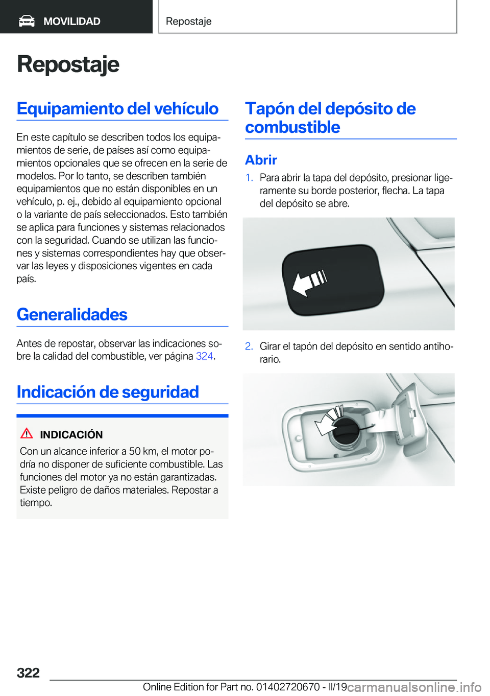 BMW M5 2019  Manuales de Empleo (in Spanish) �R�e�p�o�s�t�a�j�e�E�q�u�i�p�a�m�i�e�n�t�o��d�e�l��v�e�h�