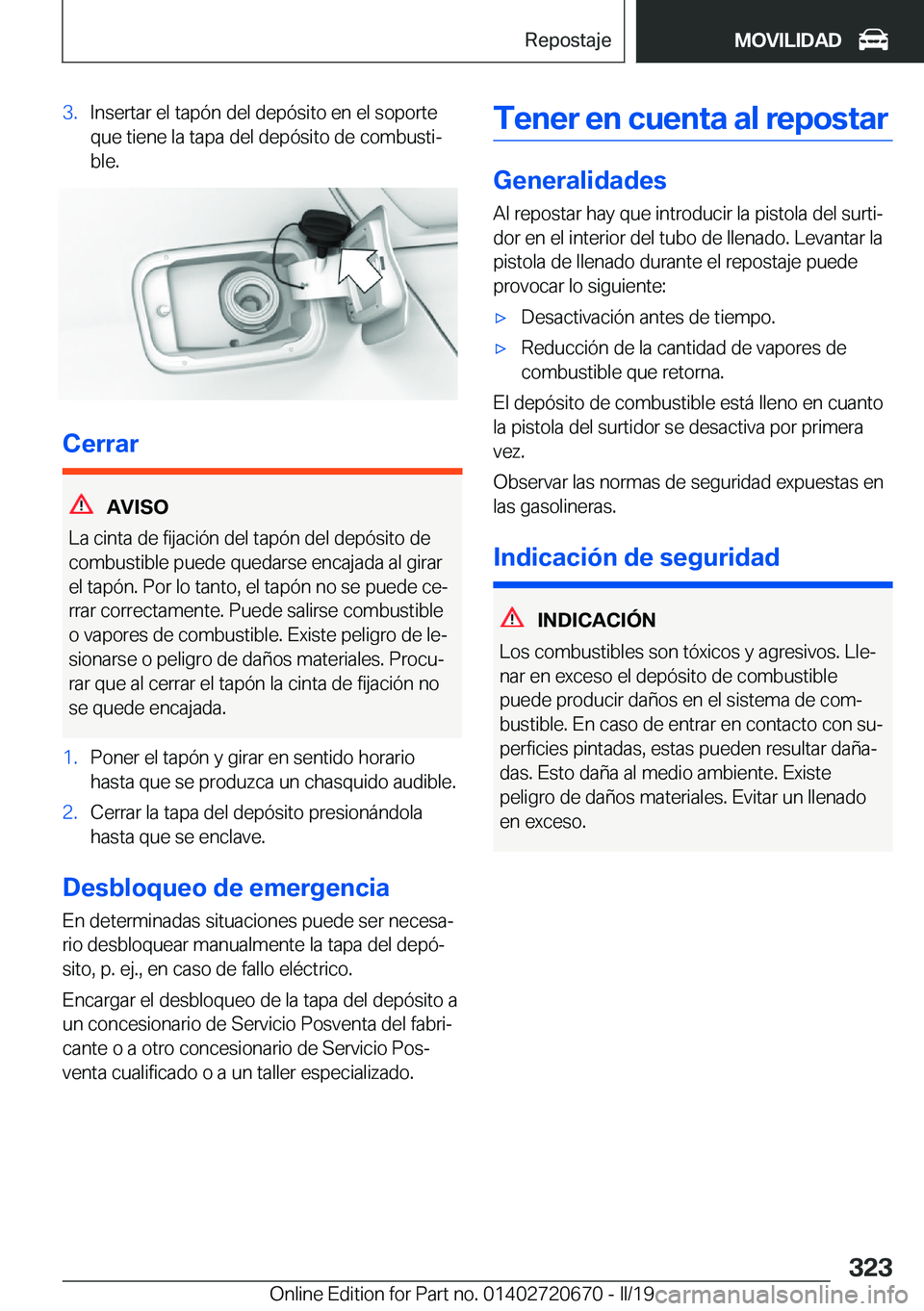 BMW M5 2019  Manuales de Empleo (in Spanish) �3�.�I�n�s�e�r�t�a�r��e�l��t�a�p�
