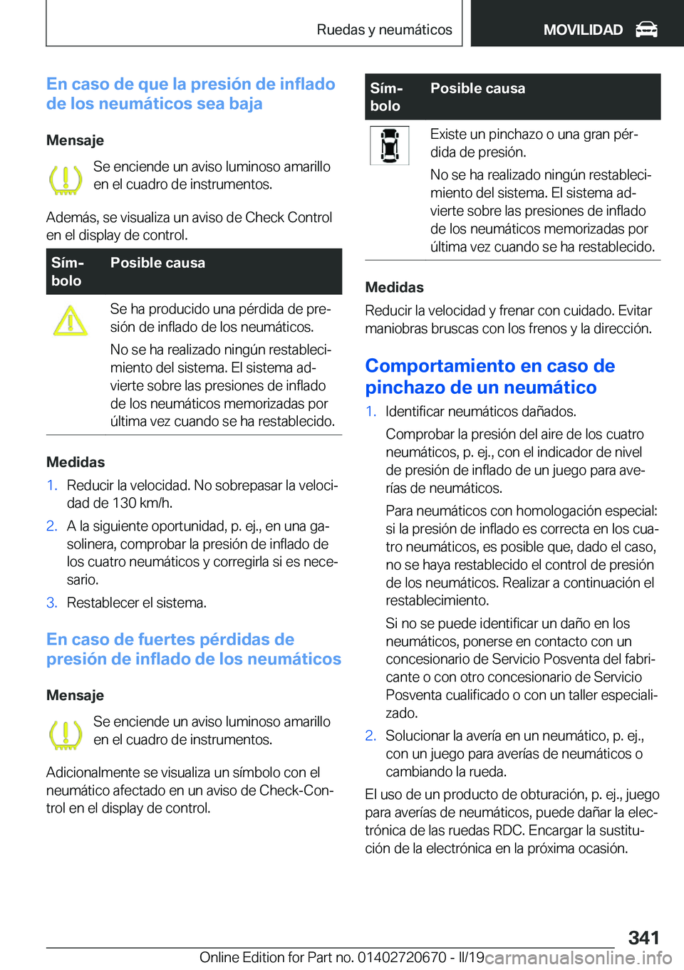 BMW M5 2019  Manuales de Empleo (in Spanish) �E�n��c�a�s�o��d�e��q�u�e��l�a��p�r�e�s�i�