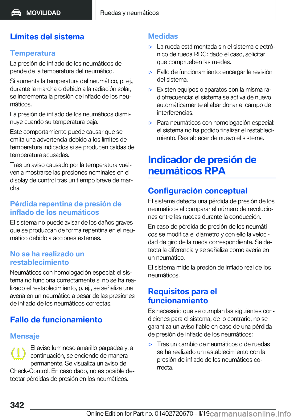 BMW M5 2019  Manuales de Empleo (in Spanish) �L�