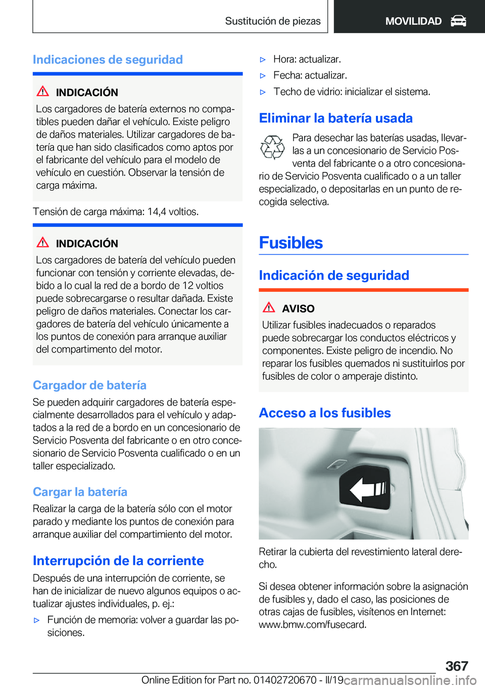 BMW M5 2019  Manuales de Empleo (in Spanish) �I�n�d�i�c�a�c�i�o�n�e�s��d�e��s�e�g�u�r�i�d�a�d
�I�N�D�I�C�A�C�I�