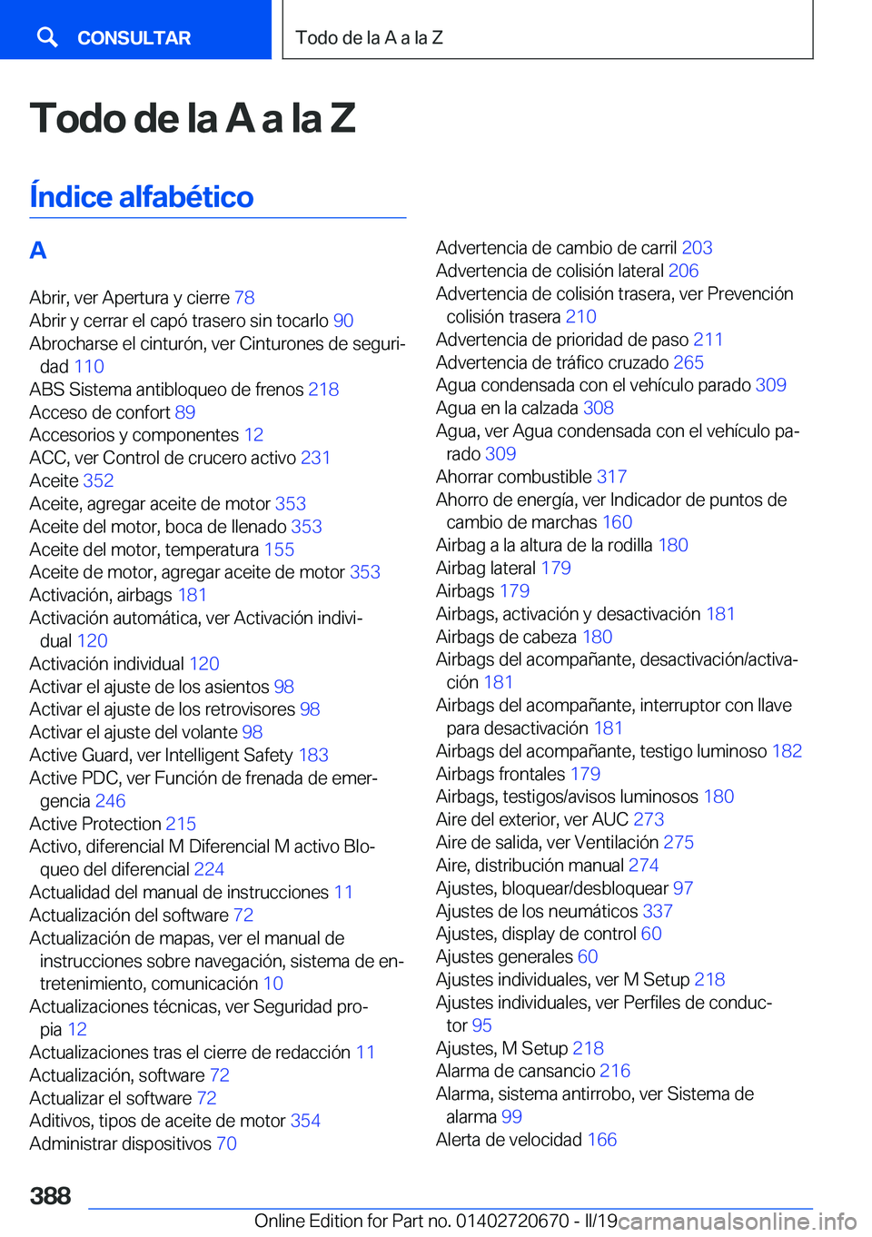 BMW M5 2019  Manuales de Empleo (in Spanish) �T�o�d�o��d�e��l�a��A��a��l�a��Z
�
