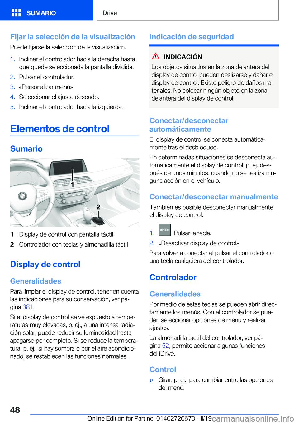 BMW M5 2019  Manuales de Empleo (in Spanish) �F�i�j�a�r��l�a��s�e�l�e�c�c�i�