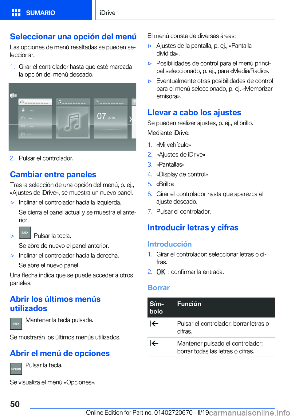 BMW M5 2019  Manuales de Empleo (in Spanish) �S�e�l�e�c�c�i�o�n�a�r��u�n�a��o�p�c�i�