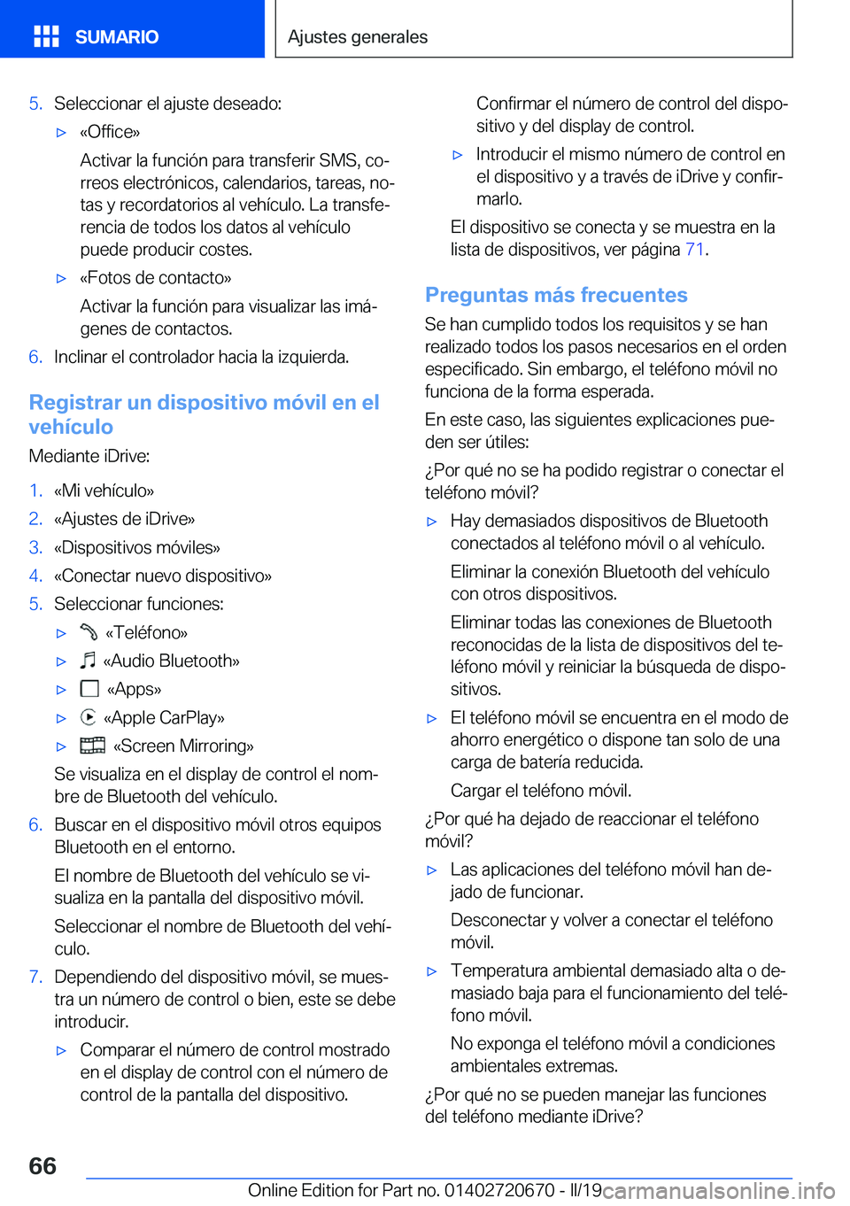 BMW M5 2019  Manuales de Empleo (in Spanish) �5�.�S�e�l�e�c�c�i�o�n�a�r��e�l��a�j�u�s�t�e��d�e�s�e�a�d�o�:x�«�O�f�f�i�c�e�{
�A�c�t�i�v�a�r��l�a��f�u�n�c�i�