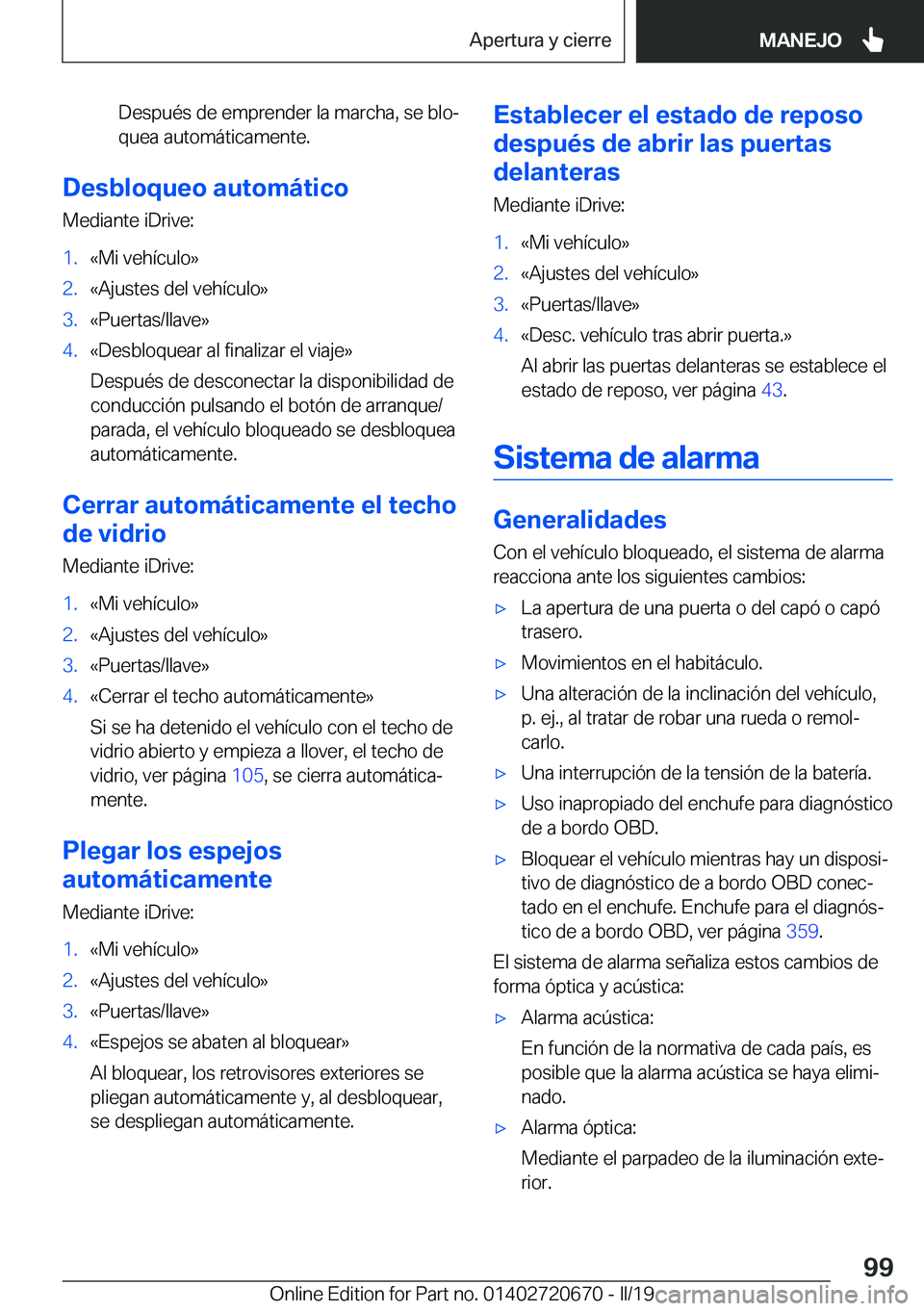 BMW M5 2019  Manuales de Empleo (in Spanish) �D�e�s�p�u�