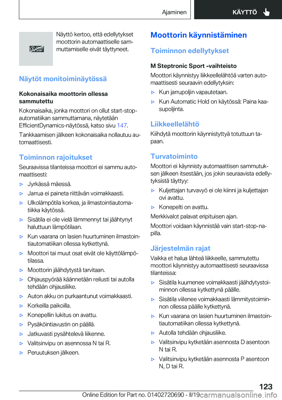 BMW M5 2019  Omistajan Käsikirja (in Finnish) �N�