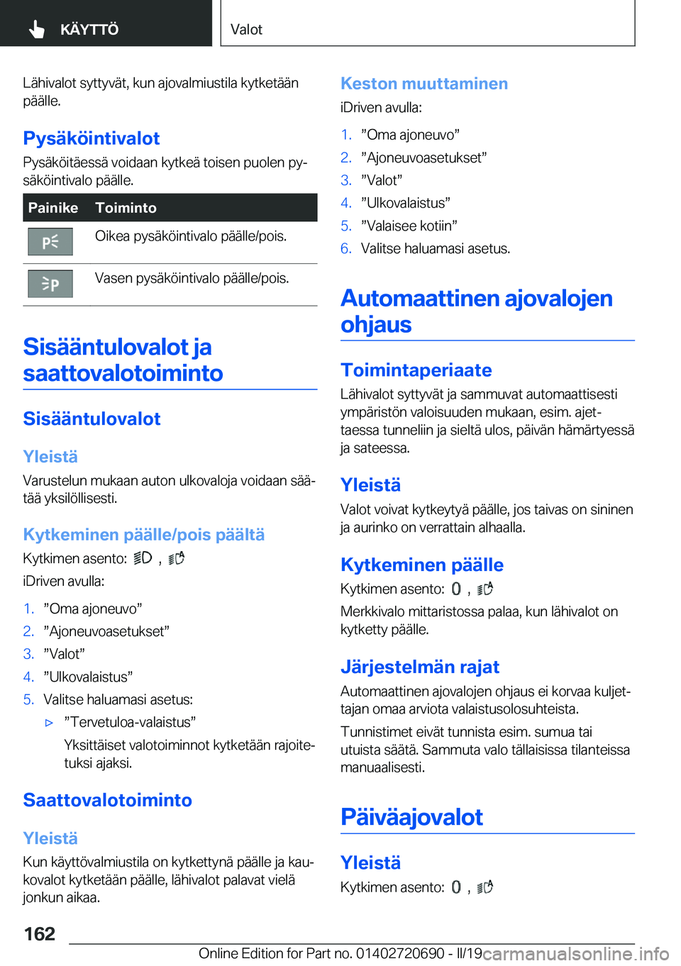 BMW M5 2019  Omistajan Käsikirja (in Finnish) �L�