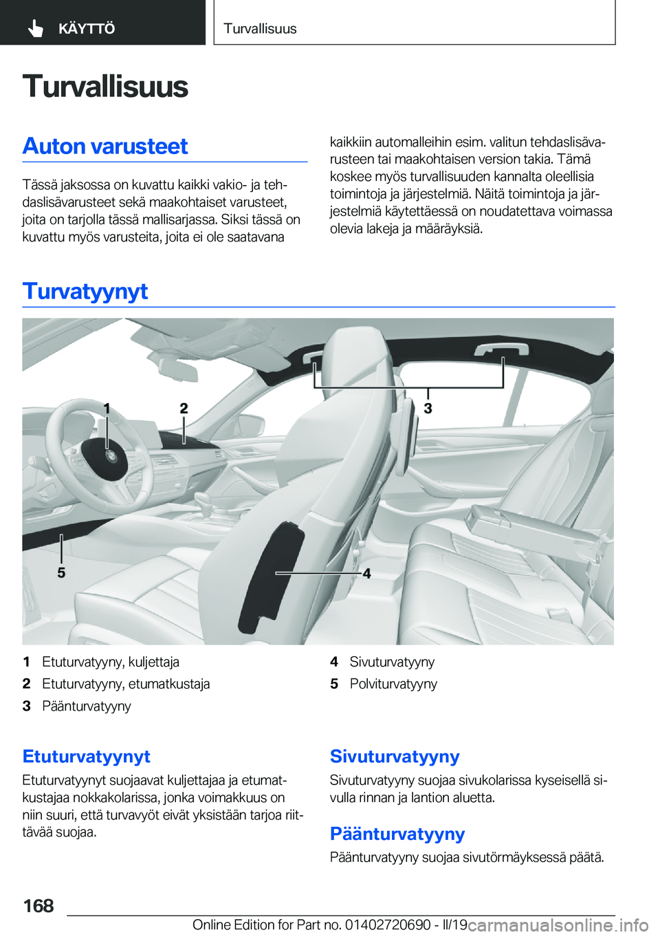 BMW M5 2019  Omistajan Käsikirja (in Finnish) �T�u�r�v�a�l�l�i�s�u�u�s�A�u�t�o�n��v�a�r�u�s�t�e�e�t
�T�
