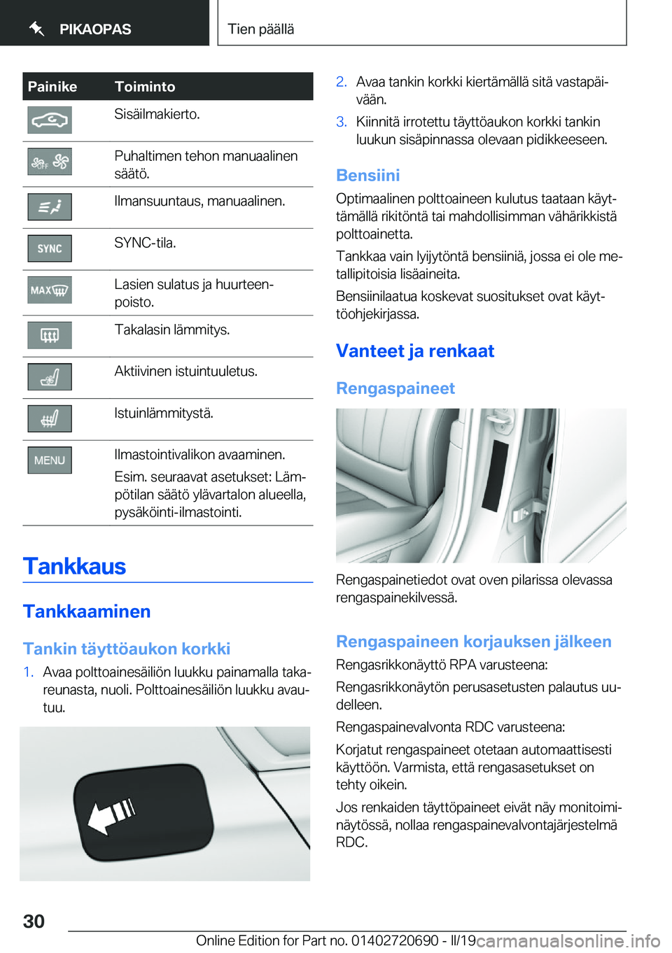 BMW M5 2019  Omistajan Käsikirja (in Finnish) �P�a�i�n�i�k�e�T�o�i�m�i�n�t�o�S�i�s�