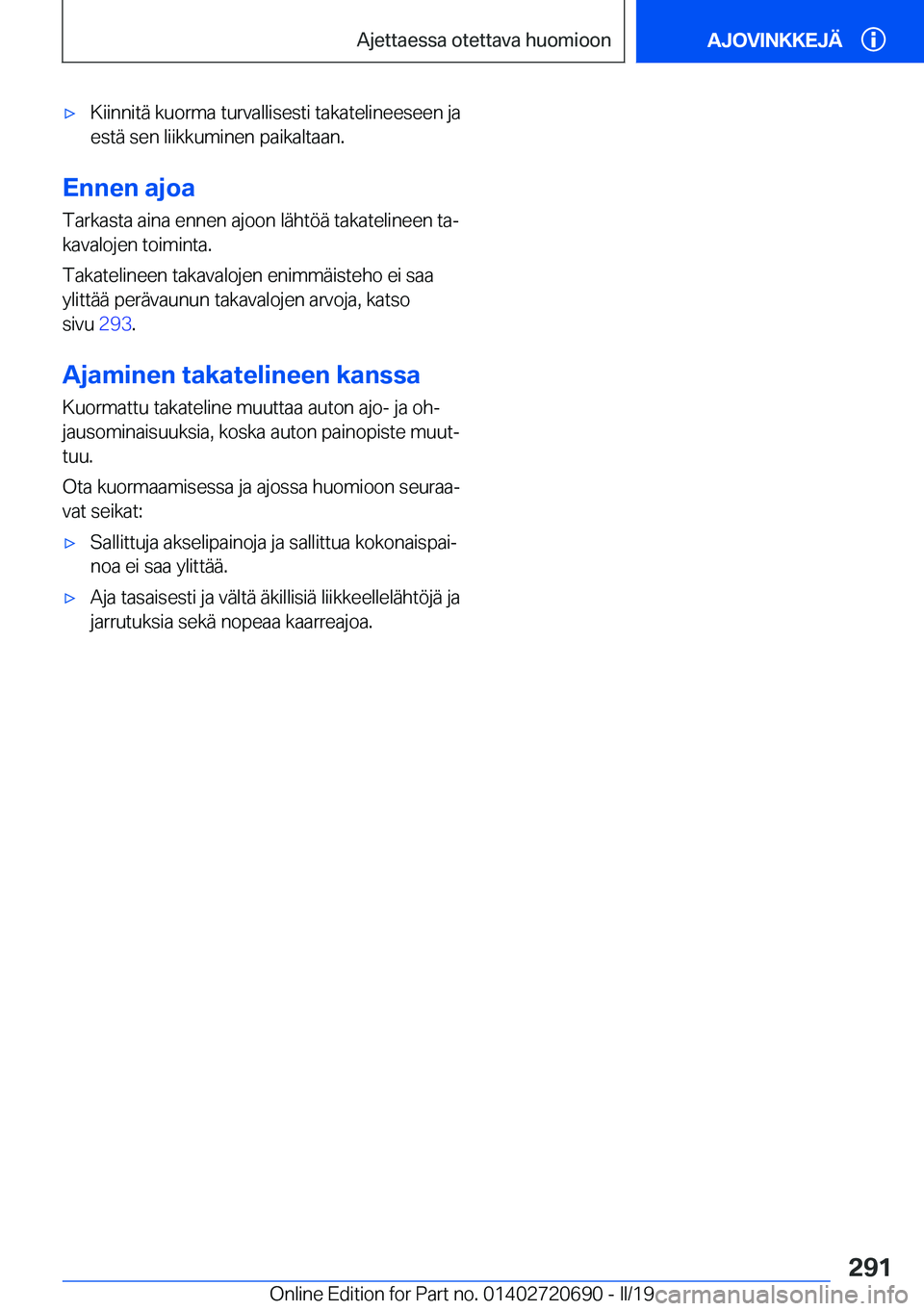 BMW M5 2019  Omistajan Käsikirja (in Finnish) 'x�K�i�i�n�n�i�t�