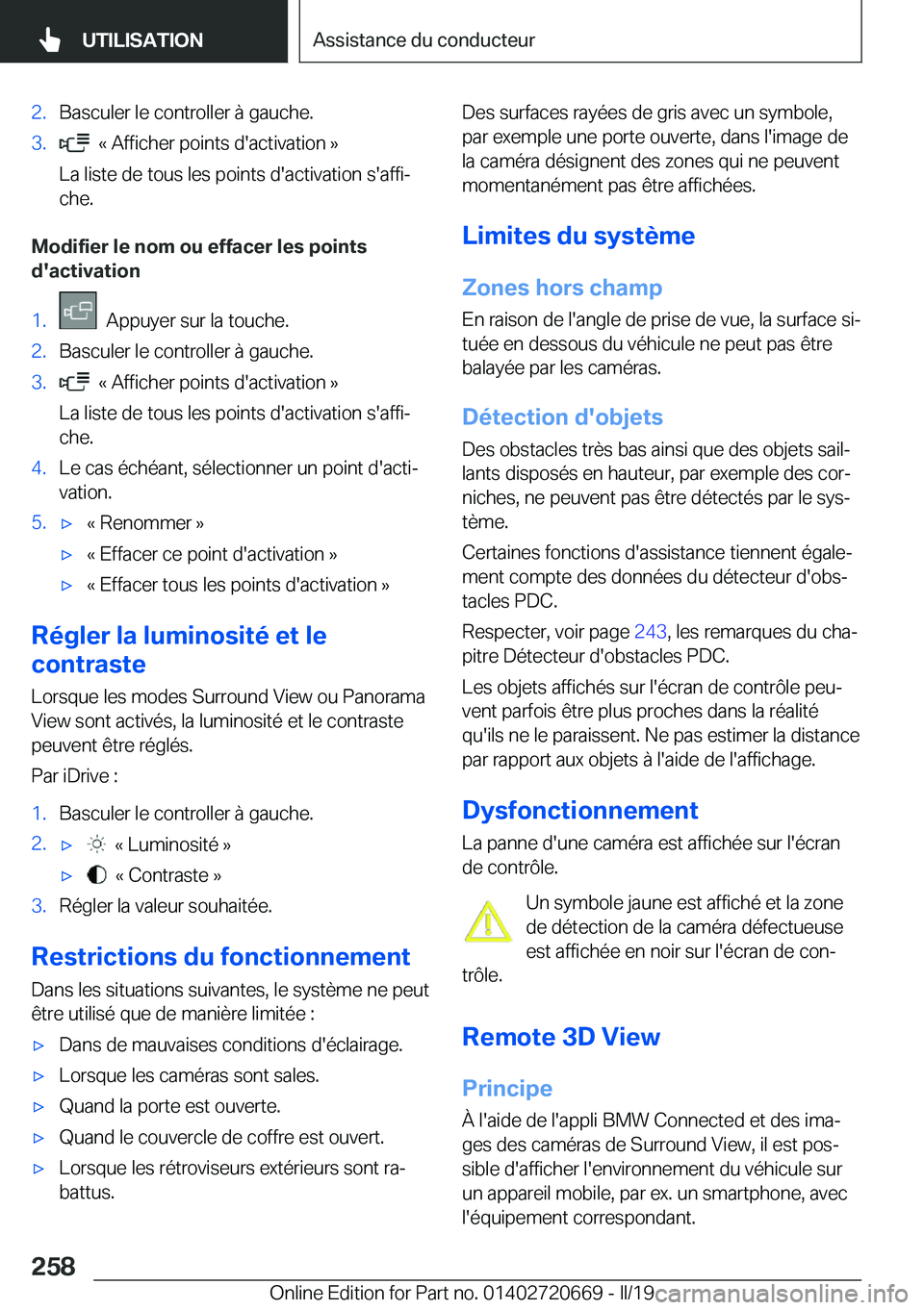 BMW M5 2019  Notices Demploi (in French) �2�.�B�a�s�c�u�l�e�r��l�e��c�o�n�t�r�o�l�l�e�r��